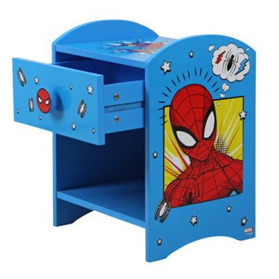Marvel Spider-Man Bedside Table: Sturdy Engineered Wood Construction, Small Side Table with Storage Shelf for Kid's Bedroom