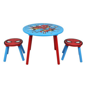Marvel Spider-Man Table and Stool Set For Kids (2 Stools Included), Table: W60 X D60 X H48cm, Chair: W28 X D28 X H28cm