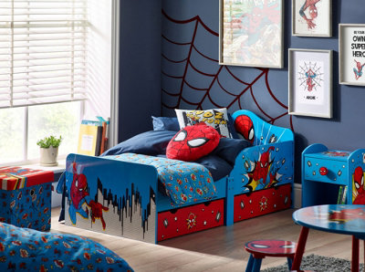 Marvel Spider Man Toddler Bed with Storage Engineered Wood Blue