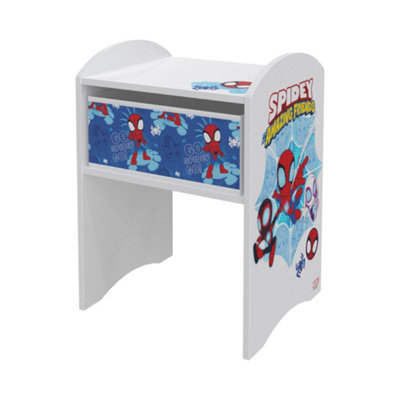 Marvel Spidey & Friends Bedside Table - Sturdy Engineered Wood Construction, Small Side Table with Drawer for Kid's Bedroom