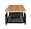 Marvik Industrial Metal Wheel Base Wooden Top Coffee Table In Black Finish