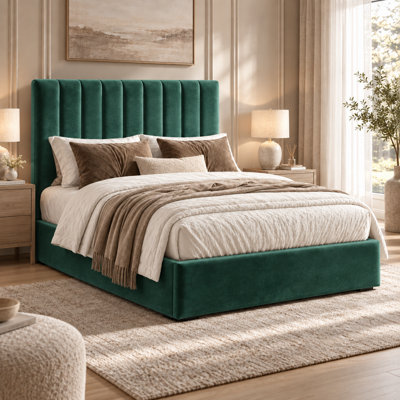 Marylebone Bumper Plush Velvet Ottoman Sleigh Bed - 4ft Small Double ...