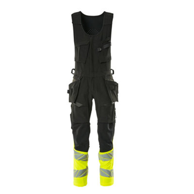 Mascot Accelerate Safe Bib & Brace Combi Suit (Black/Hi-Vis Yellow)  (48.5) (Leg Length - Regular)