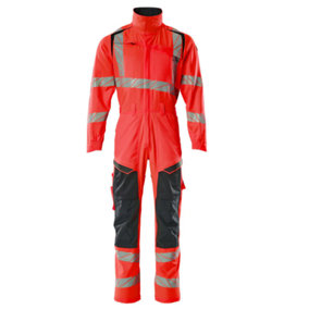 Mascot Accelerate Safe Boilersuit with Kneepad Pockets (Hi-Vis Red/Dark Navy)  (XXXX Large)