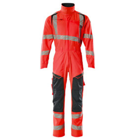 Mascot Accelerate Safe Boilersuit with Kneepad Pockets (Hi-Vis Red/Dark Navy)  (XXXXX Large)