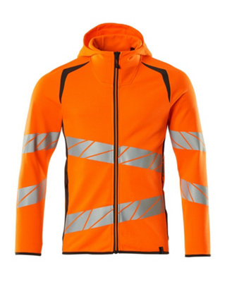 Mascot Accelerate Safe Hoodie with Zipper (Hi-Vis Orange/Dark Anthracite)  (XXXXX Large)