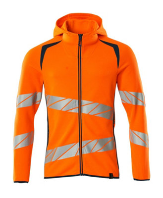 Mascot Accelerate Safe Hoodie with Zipper (Hi-Vis Orange/Dark Petroleum)  (Large)