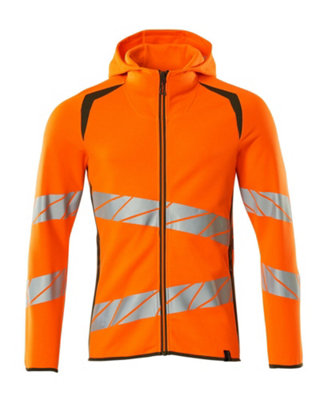 Mascot Accelerate Safe Hoodie with Zipper (Hi-Vis Orange/Moss Green)  (Small)