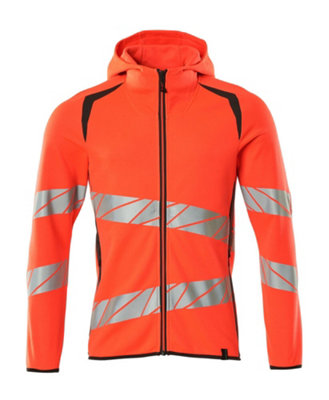 Mascot Accelerate Safe Hoodie with Zipper (Hi-Vis Red/Dark Anthracite)  (X Small)