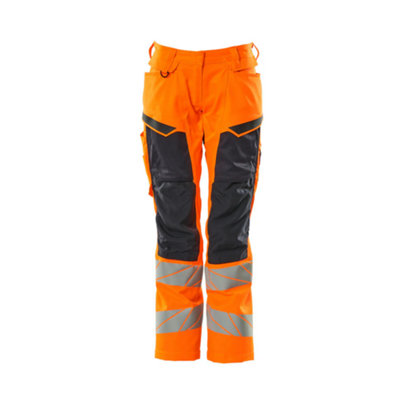 Mascot Accelerate Safe Ladies Diamond Fit Trousers with Kneepad Pockets (Hi-Vis Orange/Navy)  (50.5) (Leg Length - Regular)