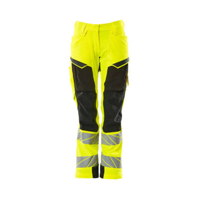 Mascot Accelerate Safe Ladies Diamond Fit Trousers with Kneepad Pockets - Hi-Vis Yellow/Black  (29) (Leg Length - Regular)