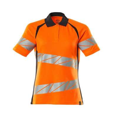 Mascot Accelerate Safe Ladies Fit Polo Shirt (Hi-Vis Orange/Dark Navy)  (X Small)