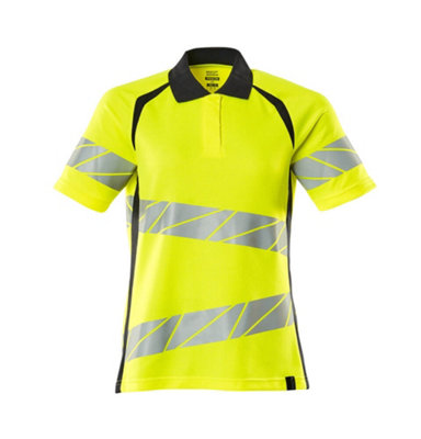 Mascot Accelerate Safe Ladies Fit Polo Shirt (Hi-Vis Yellow/Dark Navy)  (X Small)