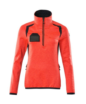 Mascot Accelerate Safe Ladies Half Zip Microfleece (Hi-Vis Red/Dark Navy)  (X Large)