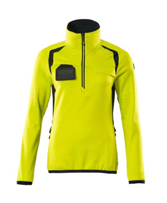 Mascot Accelerate Safe Ladies Half Zip Microfleece (Hi-Vis Yellow/Dark Navy)  (XXXX Large)