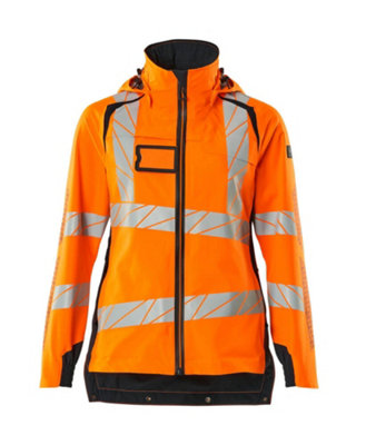 Mascot Accelerate Safe Ladies Lightweight Outer Shell Jacket (Hi-Vis Orange/Dark Navy)  (Small)