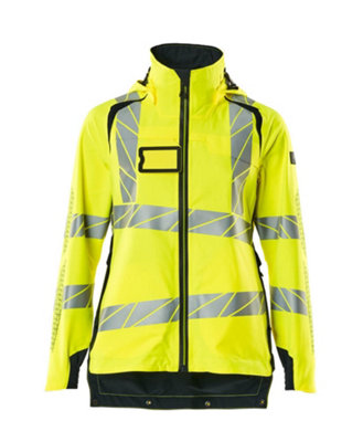 Mascot Accelerate Safe Ladies Lightweight Outer Shell Jacket (Hi-Vis Yellow/Dark Navy)  (Medium)