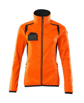 Mascot Accelerate Safe Ladies Microfleece Jacket with Zipper (Hi-Vis Orange/Dark Navy)  (X Small)