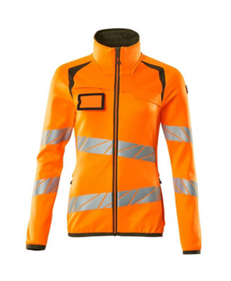 Mascot Accelerate Safe Ladies Microfleece Jacket with Zipper (Hi-Vis Orange/Moss Green)  (Small)