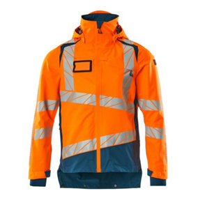Mascot Accelerate Safe Lightweight Lined Outer Shell Jacket (Hi-Vis Orange/Dark Petroleum)  (Medium)