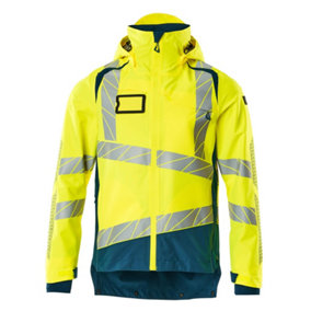 Mascot Accelerate Safe Lightweight Lined Outer Shell Jacket (Hi-Vis Yellow/Dark Petroleum)  (Large)