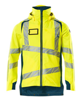 Mascot Accelerate Safe Lightweight Lined Outer Shell Jacket (Hi-Vis Yellow/Dark Petroleum)  (Large)