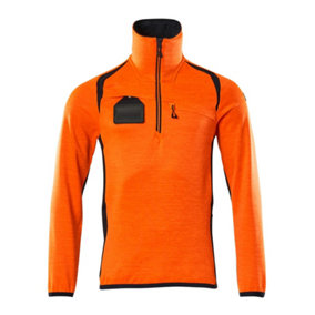 Mascot Accelerate Safe Microfleece Jacket with Half Zip (Hi-Vis Orange/Dark Navy)  (Small)