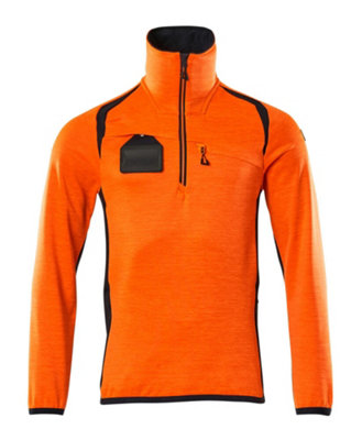 Mascot Accelerate Safe Microfleece Jacket with Half Zip (Hi-Vis Orange/Dark Navy)  (XXXX Large)