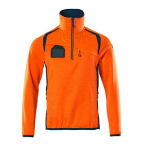 Mascot Accelerate Safe Microfleece Jacket with Half Zip (Hi-Vis Orange/Dark Petroleum)  (Large)