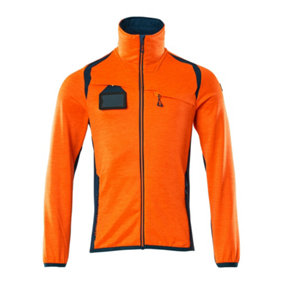 Mascot Accelerate Safe Microfleece Jacket with Half Zip (Hi-Vis Orange/Dark Petroleum)  (Medium)
