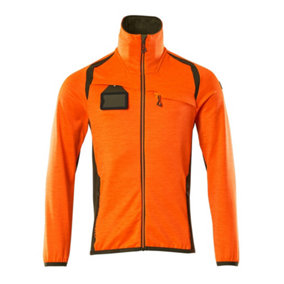Mascot Accelerate Safe Microfleece Jacket with Half Zip (Hi-Vis Orange/Moss Green)  (Medium)