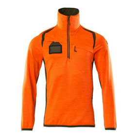 Mascot Accelerate Safe Microfleece Jacket with Half Zip (Hi-Vis Orange/Moss Green)  (Medium)