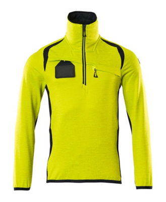 Mascot Accelerate Safe Microfleece Jacket with Half Zip (Hi-Vis Yellow/Dark Navy)  (XXXX Large)