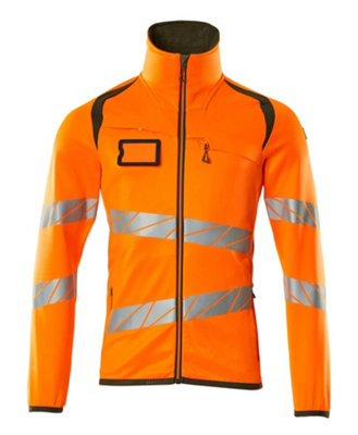 Mascot Accelerate Safe Microfleece jacket with Zip (Hi-Vis Orange/Moss Green)  (Medium)