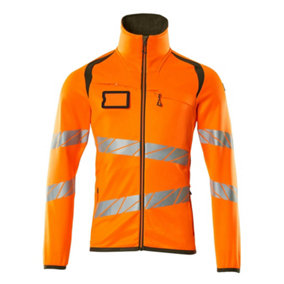 Mascot Accelerate Safe Microfleece jacket with Zip (Hi-Vis Orange/Moss Green)  (Small)