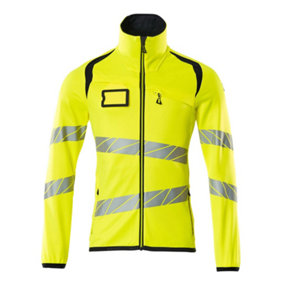 Mascot Accelerate Safe Microfleece jacket with Zip (Hi-Vis Yellow/Dark Navy)  (X Large)
