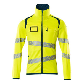 Mascot Accelerate Safe Microfleece jacket with Zip (Hi-Vis Yellow/Dark Petroleum)  (Large)
