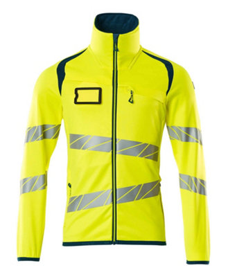 Mascot Accelerate Safe Microfleece jacket with Zip (Hi-Vis Yellow/Dark Petroleum)  (XX Large)