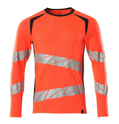 Mascot Accelerate Safe Modern Fit Long-Sleeved T-shirt (Hi-Vis Red/Dark Navy)  (XXXXX Large)