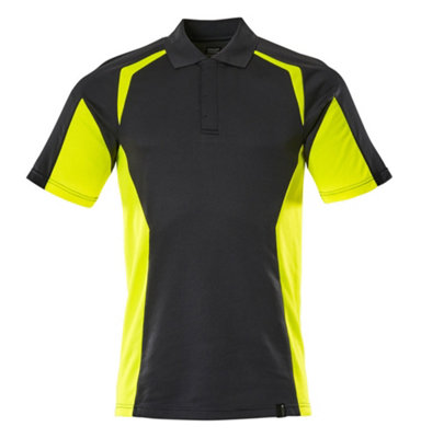 Mascot Accelerate Safe Modern Fit Polo Shirt (Black/Hi-Vis Yellow)  (X Large)