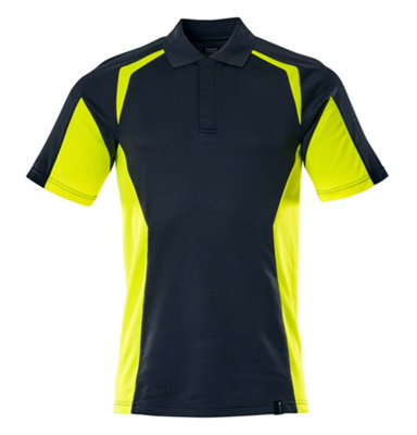 Mascot Accelerate Safe Modern Fit Polo Shirt (Dark Navy/Hi-Vis Yellow)  (XXXXX Large)