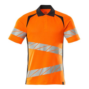 Mascot Accelerate Safe Modern Fit Polo Shirt (Hi-Vis Orange/Dark Navy)  (Large)