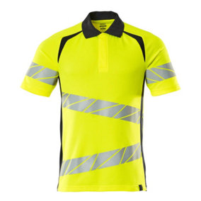 Mascot Accelerate Safe Modern Fit Polo Shirt (Hi-Vis Yellow/Dark Navy)  (Small)