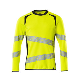Mascot Accelerate Safe Modern Fit Sweatshirt (Hi-Vis Yellow/Dark Navy)  (Large)