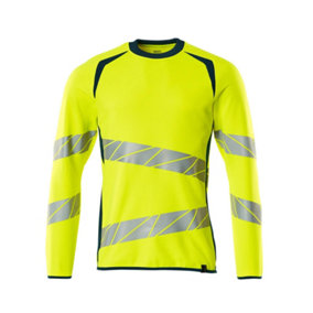 Mascot Accelerate Safe Modern Fit Sweatshirt (Hi-Vis Yellow/Dark Petroleum)  (Medium)