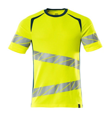 Mascot Accelerate Safe Modern Fit T-shirt (Hi-Vis Yellow/Dark Petroleum ...