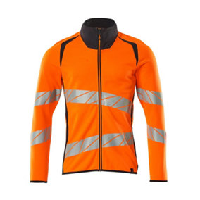 Mascot Accelerate Safe Modern Fit Zippered Sweatshirt (Hi-Vis Orange/Dark Navy)  (Medium)