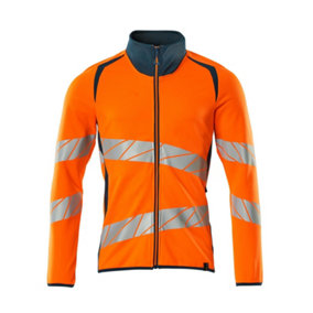 Mascot Accelerate Safe Modern Fit Zippered Sweatshirt (Hi-Vis Orange/Dark Petroleum)  (Medium)