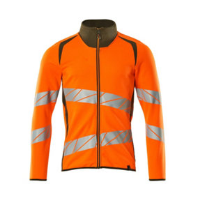 Mascot Accelerate Safe Modern Fit Zippered Sweatshirt (Hi-Vis Orange/Moss Green)  (Large)