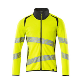 Mascot Accelerate Safe Modern Fit Zippered Sweatshirt (Hi-Vis Yellow/Dark Navy)  (Large)